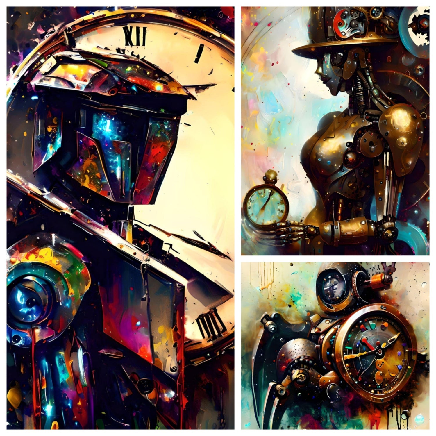 Steampunk Robotic Clocks - Sci-Fi Art