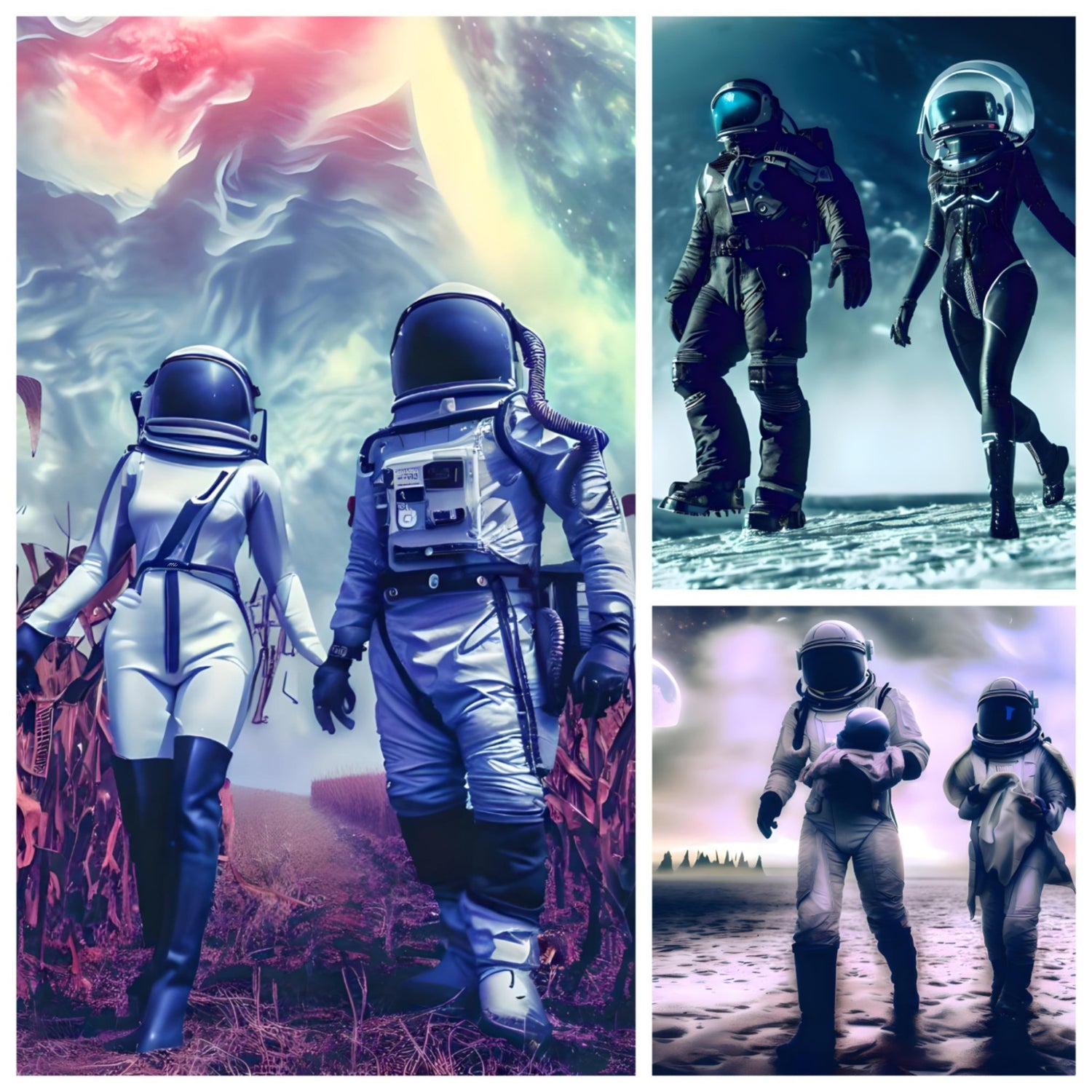 Sci-Fi Art - Astronauts visiting strange worlds