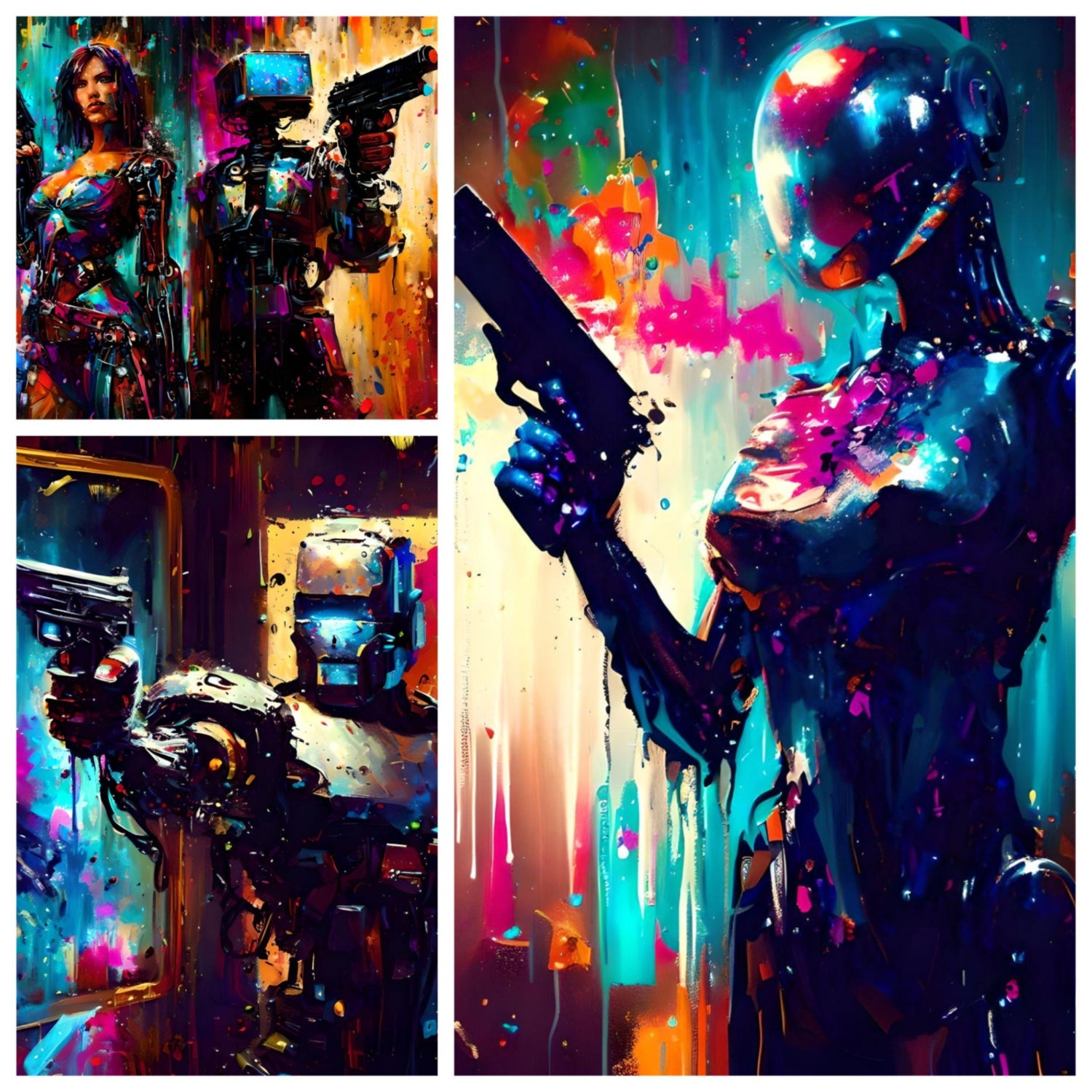 Robots & Cyborgs holding guns